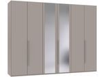 Drehtürenschrank WIMEX "London in den Breiten 180cm, 225cm und 270cm erhältlich, inkl. Spiegel", beige (saharagrau, griffe saharagrau), B:270cm H:208cm T:58cm, Holzwerkstoff, Schränke, Drehtürenschrank, Kleiderschrank wahlweise mit Basic- o. Premium-Ausstattung erhältlich