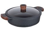 Kochtopf RESTO KITCHENWARE "Capella, Schmortopf antihaftbeschichtet und spülmaschinenfest", schwarz (schwarz, matt), H:8cm L:38,5cm Ø:28cm, Töpfe, Kochtopf, mit Glasdeckel und stoßdämpfendem Silikonrand, im Geschenkkarton