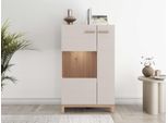 Highboard HOME AFFAIRE "Essex, Hochkommode, Vitrine, Glasvitrine, Kombi-Highboard", beige (kaschmir), B:77cm H:127,5cm T:35cm, Holzwerkstoff, Kunststoff, MDF, Metall, Sideboards, Highboard, Modernes Highboard in Kaschmir mit Glasfront & Lamellen-Optik