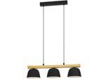 EGLO Hängeleuchte "Sherburn Hängelampe, Esszimerlampe, Metall und Holz, E27, Pendellampe", schwarz, 3, H: 110cm, 1 Stk., Leuchten, EGLO Hängeleuchte Sherburn schwarz, braun 3X40W L:77 H:110 cm, Hängeleuchte