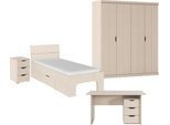 Jugendzimmer-Set RAUCH "Kinderzimmer Komplettzimmer Schlafzimmer-Set (4-tlg.) MARLENE", beige (beige (champagner)), Schrank 4-trg. - Ausstattung CLASSIC + ohne Matratze, B/H: 90cm x 200cm, Schrank 4-trg. - Ausstattung CLASSIC, Holzwerkstoff, Schlafzimmermöbel-Sets, Jugendzimmer-Set, erhältlich in verschiedenen Bett- und Schrank-Breiten MADE IN GERMANY