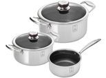 Topf-Set HENSSLERS, silber (silberfarben), Töpfe, Topf-Set, Mehrschichtmaterial für hohe Beständigkeit und Kratzfestigkeit