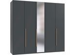 Drehtürenschrank WIMEX "London in den Breiten 180cm, 225cm und 270cm erhältlich, inkl. Spiegel", grau (grafit, griffe artisan eiche nachbildung), B:225cm H:208cm T:58cm, Holzwerkstoff, Schränke, Drehtürenschrank, Kleiderschrank wahlweise mit Basic- o. Premium-Ausstattung erhältlich