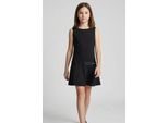 Trägerkleid CALVIN KLEIN JEANS, Mädchen, Gr. 12 (152), N-Gr, schwarz (ck schwarz), Web, Obermaterial: 66% Viskose, 30% Polyamid, 4% Elasthan, unifarben, regular fit knieumspielend, Rundhals, Kleider Trägerkleid, Regular fit, für Kinder bis 16 Jahre