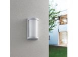 Außen-Wandleuchte REALITY LEUCHTEN "PUELO, Outdoor Wandlampe Hauswand Fassade Garten, exkl 1x E27 max 10W", weiß (weiß matt), B:14,5cm H:26,5cm, Leuchten, Außen-Wandleuchte, halbrunde Aussen Wandlampe aus Aluminium, IP44, Höhe 26cm Breite 14 cm