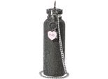 Trinkflasche PARIS HILTON "Paris Hilton, Luxus Trinkgefäß mit über 5000 Strasssteinen", silber (schwarz, silberfarben), H:26cm, Edelstahl, Trinkflaschen, Trinkflasche, Wasserflasche in Diamant-Optik, Luxusgetränkebehälter, aus Edelstahl