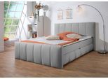 Boxbett HOME AFFAIRE "Hanelore inkl. Bettkasten und Topper", grau, B:212cm L:220cm, Komplettbetten, Boxbett, Boxbett mit Bettkasten und Fußteil, inkl. Topper