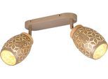 REALITY LEUCHTEN Deckenstrahler "BIDAR 2-flammig, exkl 2x E14 max 10W, Wand- oder Deckenmontage möglich", braun, 2, H: 27cm, 1 Stk., Leuchten, Spots verstellbar, Metall-Lampenschirm mit Lasercut Optik + Holz Dekor, Deckenstrahler