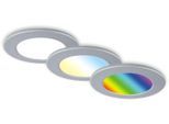 BRILONER LEUCHTEN LED Einbauleuchte "3er Set LED Einbauleuchten RGB-CCT, chrom-matt", silber (chrom, matt), Leuchten, 3er Set LED Einbauleuchten Decke, RGB CCT, Einbaustrahler Bad, LED Einbauleuchte