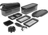 Gemüseschneider GENIUS "Nicer Dicer Plus Jubiläums-Edition, Set 13-tlg.", schwarz, B:14cm H:28,5cm T:13,5cm, Zerkleinerer, Gemüseschneider, Zerkleiner mit XXL- Messereinsätze