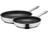 Pfannen-Set SILIT "Calabria", grau (edelstahl), B:29,5cm H:14,5cm L:48,1cm Ø:28cm, Pfannen, Pfannen-Set, Silitan Antihaftversiegelung, polierter Edelstahl, induktionsgeeignet