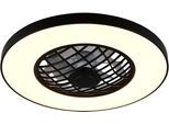 REALITY LEUCHTEN LED Deckenleuchte "LINKÖPING mit Ventilator, Deckenventilator mit Licht inklFernbedienung", schwarz, 1, Ø 59cm H: 16,5cm, 1 Stk., Leuchten, mit Bluetooth Lautsprecher, RGB Farbwechsel 3 Geschwindigkeiten Timer, LED Deckenleuchte