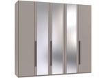 Drehtürenschrank WIMEX "London in den Breiten 180cm, 225cm und 270cm erhältlich, inkl. Spiegel", beige (saharagrau, griffe grafit), B:225cm H:208cm T:58cm, Holzwerkstoff, Schränke, Drehtürenschrank, Kleiderschrank wahlweise mit Basic- o. Premium-Ausstattung erhältlich