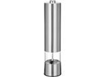 Salz-/Pfeffermühle "MIKELA", silberfarben, B:5cm H:23cm T:5cm Ø:5cm, SCHÖNER WOHNEN-KOLLEKTION, Küchenmühlen, Salz-/Pfeffermühle, Salz-Pfeffermühle mit elektrischem Mahlwerk