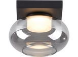 LED Deckenleuchte "SIA", schwarz, 1, Ø 20cm H: 14,4cm, 1 Stk., SCHÖNER WOHNEN-KOLLEKTION, Leuchten, SCHÖNER WOHNEN Kollektion, SimplyDim, Memoryfunktion, Rauchglas, LED Deckenleuchte