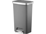 Mülleimer FACKELMANN "SEATTLE, Pedal-Abfalleimer 45L", grau (urban gray), B:41cm H:65cm T:30cm, Kunststoff, Mülleimer, Mülleimer, stilvoller Mülleimer mit Soft-Close System & robustem Pedal