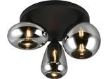 TRIO LEUCHTEN Deckenleuchte "Lumina, Deckenlampe 3-flammig mit Glasschirm, exkl 3x E14, max 10W", silber (rauchglas, schwarz matt), 3, Ø 48,5cm H: 24,5cm, 1 Stk., Leuchten, Ø 49 cm Höhe 25 cm, spiegelnde Glas Lampenschirme in 3 modernen Formen, Deckenleuchte