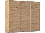 Schwebetürenschrank OTTO HOME "Kleiderschrank Schrank Garderobe AGORDO mit Dekor- oder Hochglanzfront", braun (eiche artisan, griffleisten alufarbig), B:271cm H:229cm T:62cm, Holzwerkstoff, Schränke, Schwebetürenschrank, in 4 Breiten und 2 Höhen MADE IN GERMANY