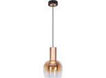 NÄVE Pendelleuchte "Funda", beige (natur), 1, Ø 23,5cm H: 150cm, 1 Stk., Leuchten, 1flg., Glas in amber D: 23,5cm, Zuleitung 150cm schwarz, E27 exkl. LM, Pendelleuchte