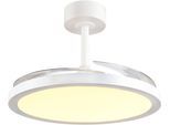 REALITY LEUCHTEN LED Deckenleuchte "KASFJORD mit Ventilator, Deckenventilator mit Licht inklFernbedienung", weiß (weiß matt), 1, Ø 106cm H: 35cm, 1 Stk., Leuchten, 6 Geschwindigkeiten Timer Vor- & Rücklauf LED dimmbar CCT Nachtlicht, LED Deckenleuchte