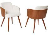 Schalenstuhl JAHNKE "CHIC SIT DUO", sanftes weiß, walnuss, walnuss, sanftes weiß, B:54cm H:78cm T:57cm, Polyester, Stühle, Schalenstuhl, edles Design,Massivholz-Rückenteil,Armlehnen,Metallgestell in Holzlook