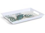 Tablett ZELLER PRESENT "Melamintablett "Palm leaves", dekor, B:34,8cm H:4,7cm L:50cm, Melamin, Tabletts, Tablett, tropisches Motiv, Tragegriffe, 34,8x50 cm