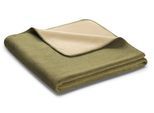 Wohndecke BIEDERLACK "Melange", grün (olive, beige), B:150cm L:200cm, Baumwolle, Polyacryl, Polyester, Wohndecken, Wohndecke, mit geketteltem Zierstich