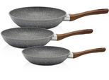 Pfannen-Set KRÜGER "Nevada", grau, Pfannen, Pfannen-Set, Soft-Touch-Griff, Ø 20/24/28 cm, Induktion