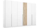 Drehtürenschrank RAUCH "Kleiderschrank Schrank Garderobe Breiten 181/226/271 cm LAMELLA", alpinweiß, eiche artisan, B:271cm H:210cm T:54cm, Holzwerkstoff, Schränke, Drehtürenschrank, elegante Lamellen-Auflage in 3D Akustikpaneel Optik MADE IN GERMANY