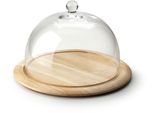 Käseglocke CONTINENTA, beige (natur, transparent), H:19,5cm Ø:33cm, Glas, Holz, Servierglocken, Käseglocke, 2-teilig