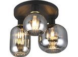 TRIO LEUCHTEN Deckenleuchte "DIVA, E27 Deckenlampe 3-flammig mit Glasschirm, exkl 3xE27 max 10W", schwarz (schwarz matt), 3, Ø 39cm H: 28,5cm, 1 Stk., Leuchten, Deckenlampe Ø 39cm, Glasschirme in 3 Formen, Lampe Wohnzimmer Küche, Deckenleuchte