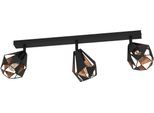 EGLO Deckenleuchte "Carlton 7 Deckenlampe, stahl, Vintage, Industrial Retro, E27, Lampe", schwarz, 3, H: 25,5cm, 1 Stk., Leuchten, EGLO Spot Carlton 7 schwarz, kupferfarben-antik 3X40W L:73 H:25,5 cm, Deckenleuchte