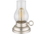 GLOBO LIGHTING LED Tischleuchte "PETRO", beige (champagnerfarben matt), 1, 1 Stk., Leuchten, Akkutischleuchte, mobile Leuchte, Petroleumlampen-Design, LED Tischleuchte
