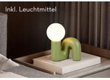 REALITY LEUCHTEN Tischleuchte "QUINN, Keramik Tischlampe m. Glasschirm, Set inkl 2xG9 Leuchtmittel 3W", grün, 1, H: 21,5cm, 2 Stk., Leuchten, Design Nachttischlampe, Schreibtischlampe Höhe 22cm, Glas Lampenschirm, Tischleuchte
