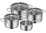 Topf-Set SILIT "Alicante", grau (edelstahl), B:30cm H:22,5cm L:52,5cm, Töpfe, Topf-Set, Silitherm-Allherdboden, induktionsgeeignet, spülmaschinengeeignet