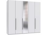 Drehtürenschrank WIMEX "London in den Breiten 180cm, 225cm und 270cm erhältlich, inkl. Spiegel", weiß (weiß, griffe weiß), B:225cm H:208cm T:58cm, Holzwerkstoff, Schränke, Drehtürenschrank, Kleiderschrank wahlweise mit Basic- o. Premium-Ausstattung erhältlich
