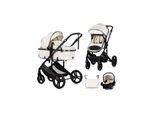 Chipolino Kinderwagen 3 in 1 Amore Babyschale Adapter Wickeltasche Fußabdeckung beige-schwarz