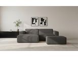 Ecksofa INOSIGN "Koa,228cm, L-Form, Modulsofa, Webstoff, Cord, Struktur, Chenille", grau (gray), B:228cm H:88cm T:159cm, 100% Polyester, Sofas, Ecksofa, Designsofa, Set, Hocker inklusive, weicher Lounge-Sitzkomfort