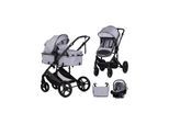 Chipolino Kinderwagen 3 in 1 Amore Babyschale Adapter Wickeltasche Fußabdeckung hellgrau