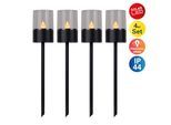 LED Solarleuchte OTTO HOME "Liddia", schwarz, H:37cm Ø:7,5cm, Leuchten, LED Solarleuchte, 4er Set Dekoerdspieß, Gartenfackel mit Flammeneffekt, Metall H: 37cm