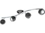 EGLO Deckenleuchte "Bimeda Deckenlampe, Flurlampe, Deckenstrahler aus Metall, GU10, Lampe", silberfarben, 4, 1 Stk., Leuchten, Spot - L64 x B10 cm - nickel-nero, chrom - 4X2,8W inkl., Deckenleuchte