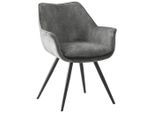 Livetastic Armlehnstuhl, Grau, Schwarz, Holz, Metall, Textil, Pappel, Sperrholz, Rundrohr, 62x85x64 cm, Bsci, Esszimmer, Stühle, Esszimmerstühle, Vierfußstühle