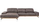 Wohnlandschaft MUSTERRING "MR 2490 Ecksofa mit erstklassigem Sitzkomfort, Long-Life-Leder", grau (light grau, b), B:342cm T:207cm, Sofas, Wohnlandschaft, Bronze-Fuß, Sitzhöhe 48cm, wahlweise mit Funktionen, Maße 342 x 207 cm