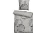 Bettwäsche BIBERNA "Circle", grau (sturmgrau), B/L: 155cm x 220cm, 1 Stk., 1 Stk., Flanell, B/L: 80cm x 80cm, 2 Stk., Flanell, Obermaterial: 100% Baumwolle, Bettwäsche, Bettwäsche, kuschelig warm, weich, Melange, 100% Baumwolle, made in Germany
