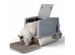 All for paws Edelstahl Katzentoilette mit Vorleger & Schaufel grau