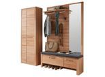 Linea Natura Garderobe Nature One, Buche, Glas, Textil, Holzwerkstoff, 4-teilig, massiv, 200x201x40 cm, Garderobe, Garderoben-Sets & Serien, Garderoben-Sets
