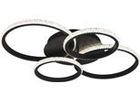 REALITY LEUCHTEN LED Deckenleuchte "CIRES, LED Deckenlampe mit 4 schwenkbaren LED-Ringen, kaltweiß 4000K", schwarz (schwarz matt), 1, H: 8,5cm, 1 Stk., Leuchten, 3400 Lumen 27W, in 3 Stufen dimmbar mit Acryl Kristallen verzierte LED, LED Deckenleuchte