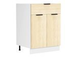 Unterschrank VCM "Küchenschrank B60 cm Unterschrank Schublade Fasola", braun (weiß, honig, eiche), B:60cm T:46cm, Obermaterial: 100% Holz Wood., Schränke, Unterschrank