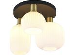 TRIO LEUCHTEN Deckenleuchte "DIVA, E27 Deckenlampe 3-flammig mit Glasschirm, exkl 3xE27 max 10W", braun (messing matt), 3, Ø 39cm H: 28,5cm, 1 Stk., Leuchten, Deckenlampe Ø 39cm, Glasschirme in 3 Formen, Lampe Wohnzimmer Küche, Deckenleuchte