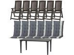 Garten-Essgruppe ALLIBERT "Aruba / Futura", graphit, B:95cm H:110cm T:165cm, Kunststoff, Polypropylen, Sitzmöbel-Sets, Garten-Essgruppe, bestehend aus 6 Sesseln und 1 Tisch